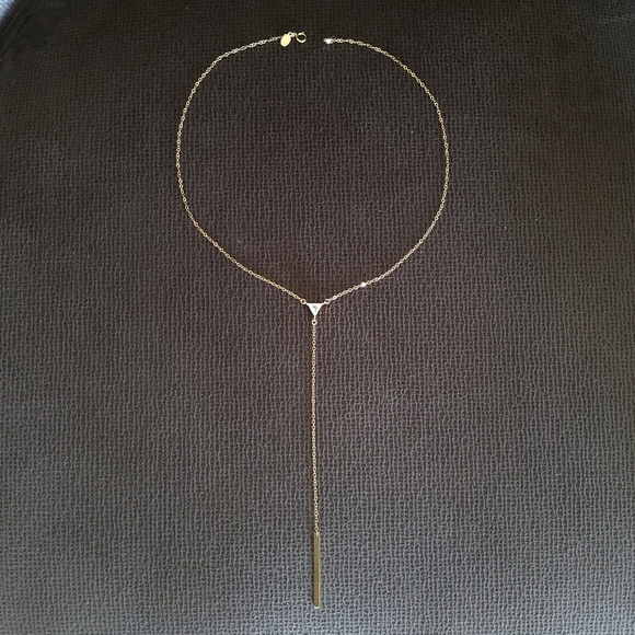 Silver🤍 Wren🪶 Cubic Zirconia💎 & Gold💛 Filled Bar Y-Necklace - Picture 11 of 13